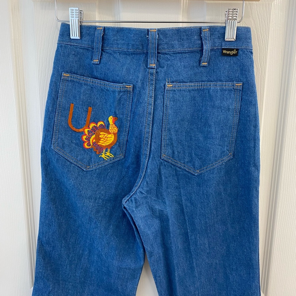 Wrangler Blue Jeans with Embroidered Turkey Design